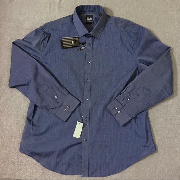 William Rast Blue Striped Long Sleeve Button Up Shirt Mens XL Slim Fit 17-17 1/2 - Picture 1 of 8
